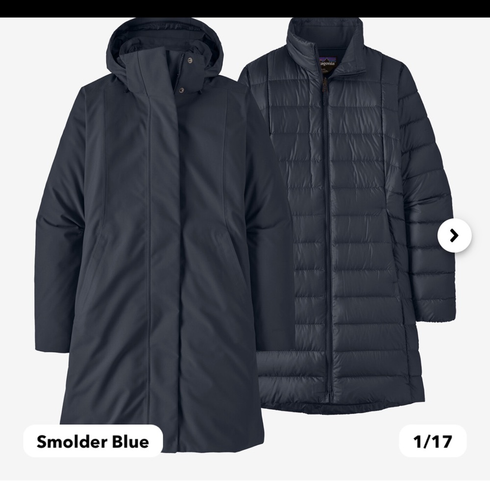 Womens Patagonia 3 in 1 parka. Beautiful blue color. Brand new without tags.